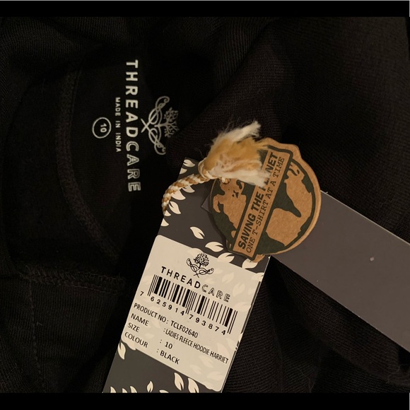 Cropped Black Hoodie w/ Arm Pocket - Picture 6 of 7